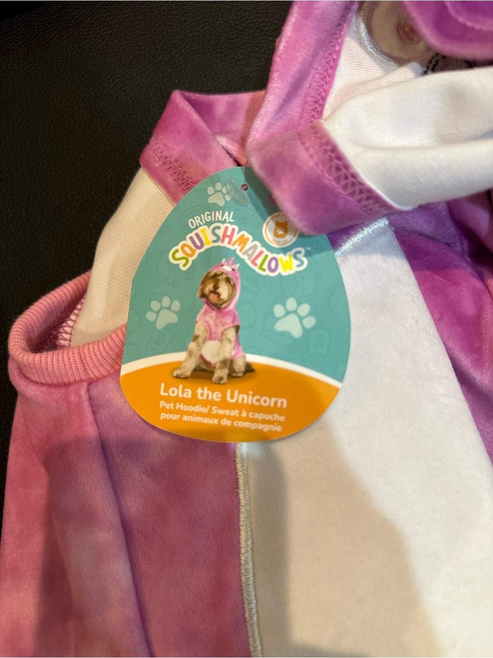 New Squishmallows Pink and White Lola the Unicorn Pet Hoodie
